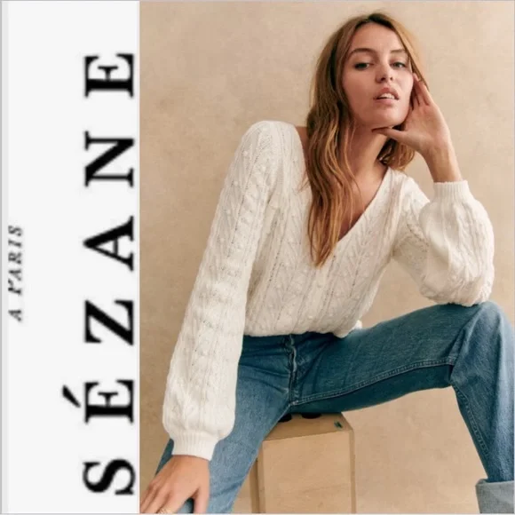SEZANE BERYL CARDIGAN IN ECRU size S - Picture 1 of 13